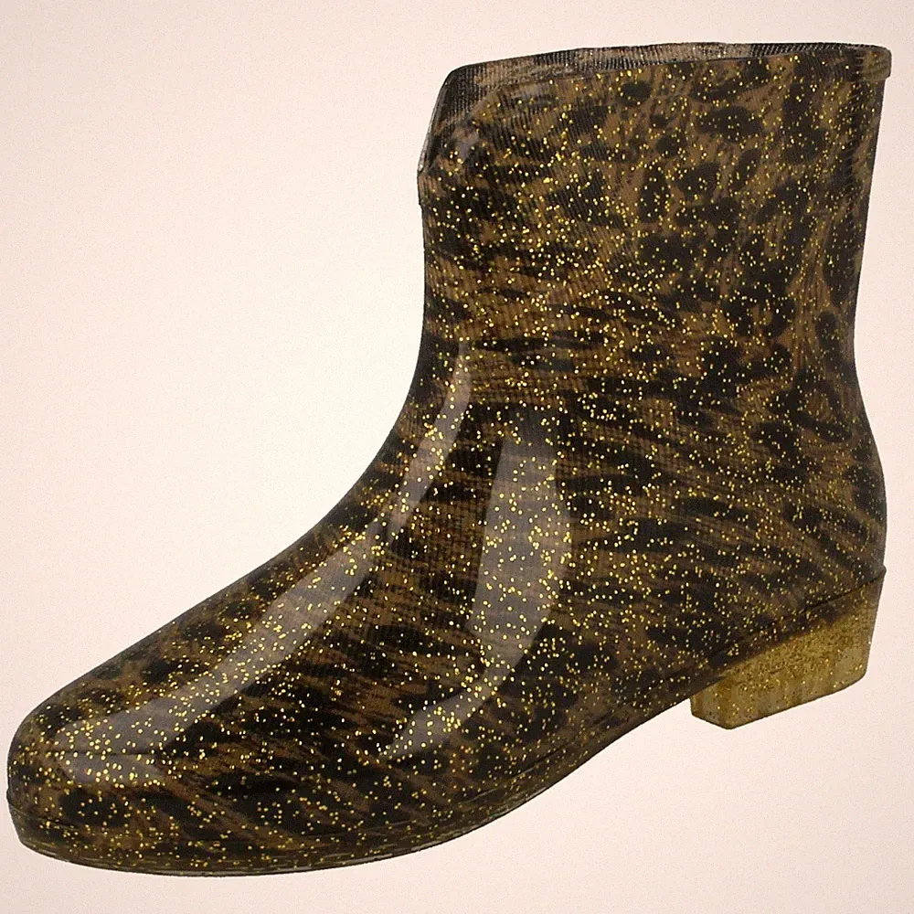 Damen Spot On X1R196Leopard Aufdruck Knöchel Gummistiefel