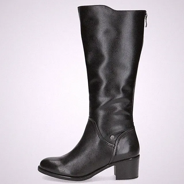 Damen Stiefel 41 Leder schwarz mit Reißverschluss am Schaft mittlerer Absatz 5 cm CAPRICE