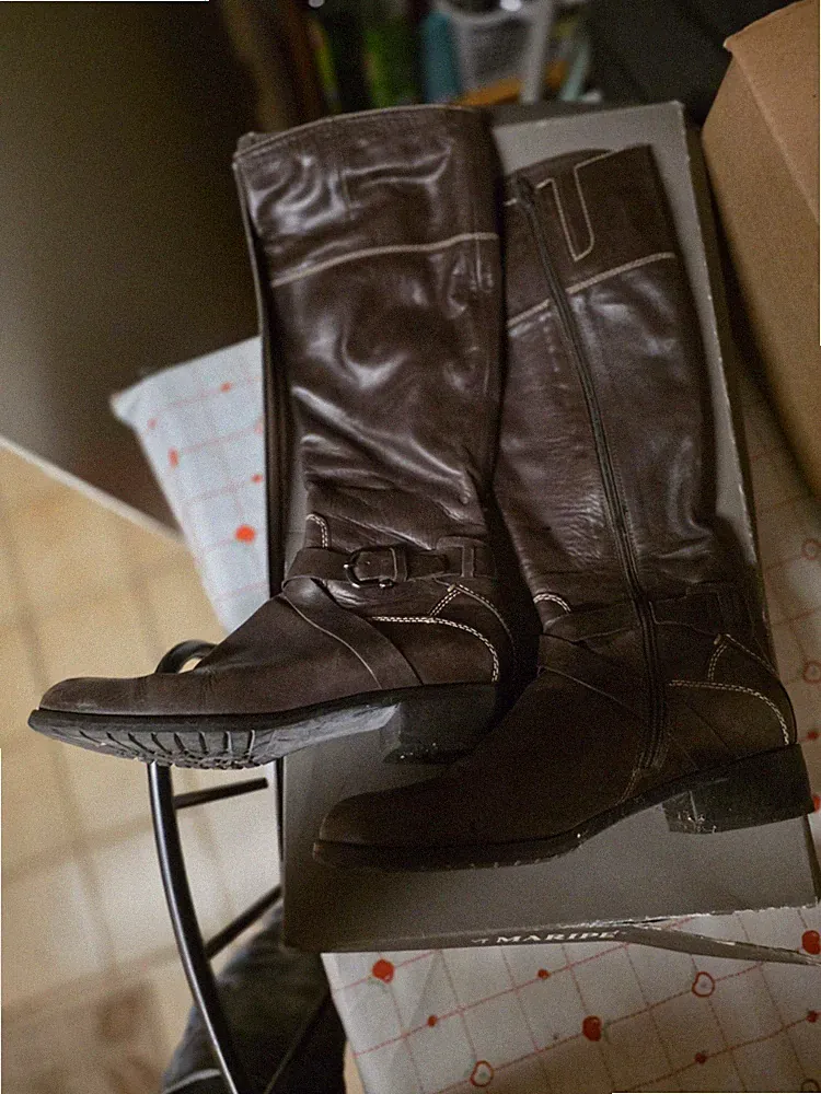 Damen Stiefel Braun Leder 39.5