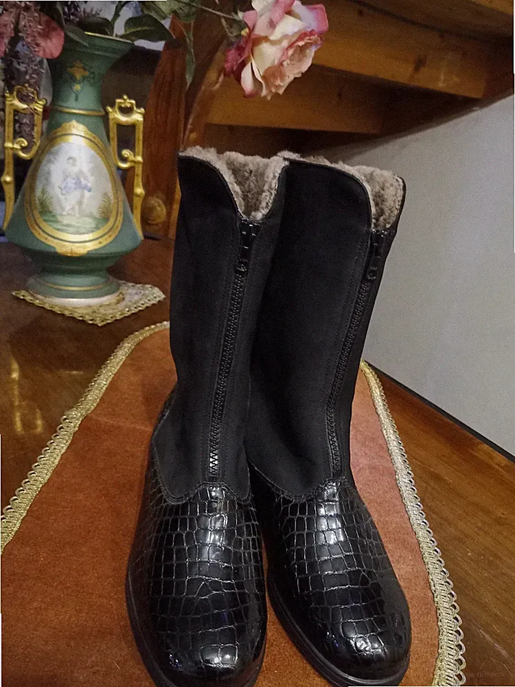 DAMEN STIEFEL ECHT LAMMFELL LEDER *SEMLER*NEU*WARMER SCHNEESTIEFEL 38 FUßBETT 5