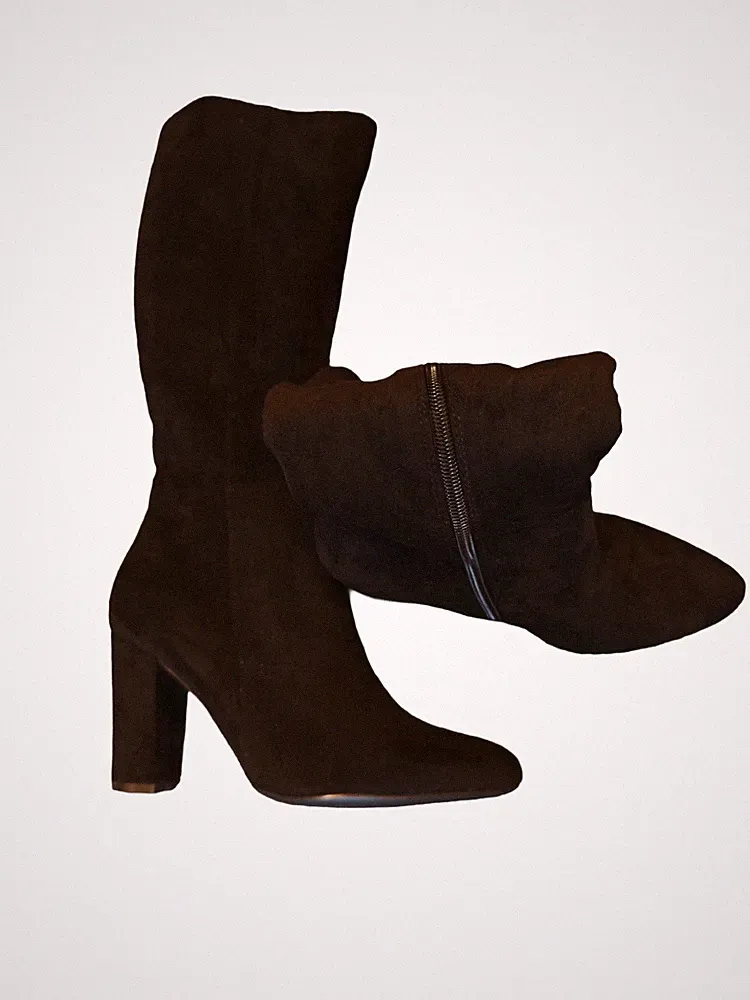 Damen Stiefel Gr. 39 Schwarz Neu Hohe mit Reißverschluss Widlederschuhe