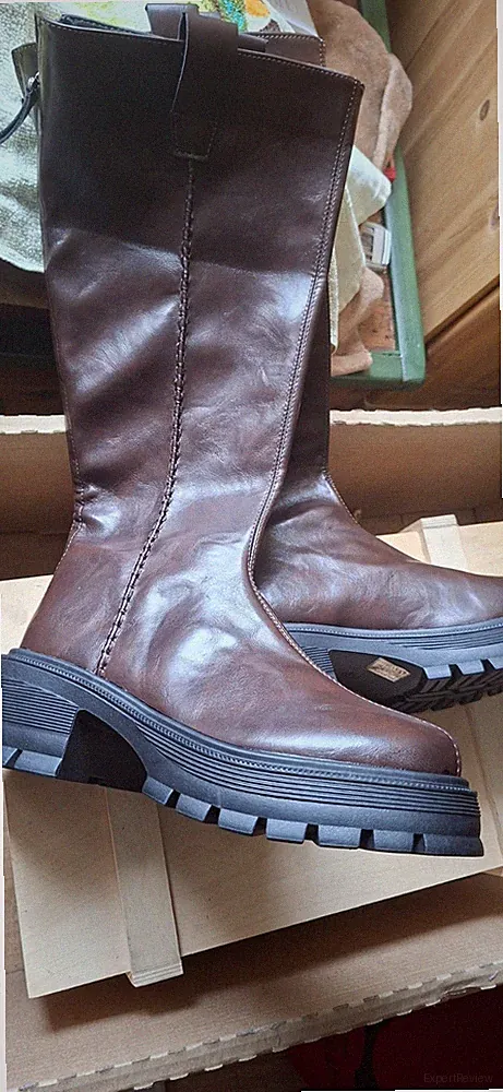 Damen Stiefel Gr. 42 Kunstleder Leder Gummi Profil NEU Boots 6 cm Absatz TEMU