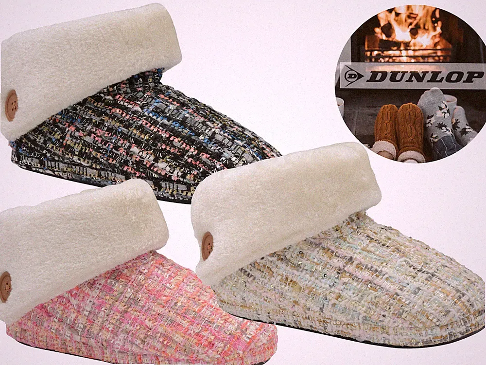 Damen Stiefel Hausschuhe Knöchel Winter warm kuschelig wattiert Fell Outdoor Sohle Booties