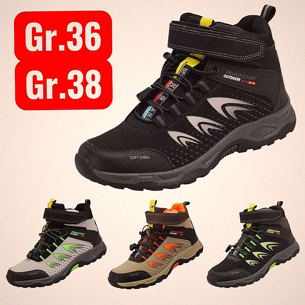 Damen Stiefel Kinder Gr. 36 38 Trekkingschuhe Outdoor Wanderschuhe Hightop Klett