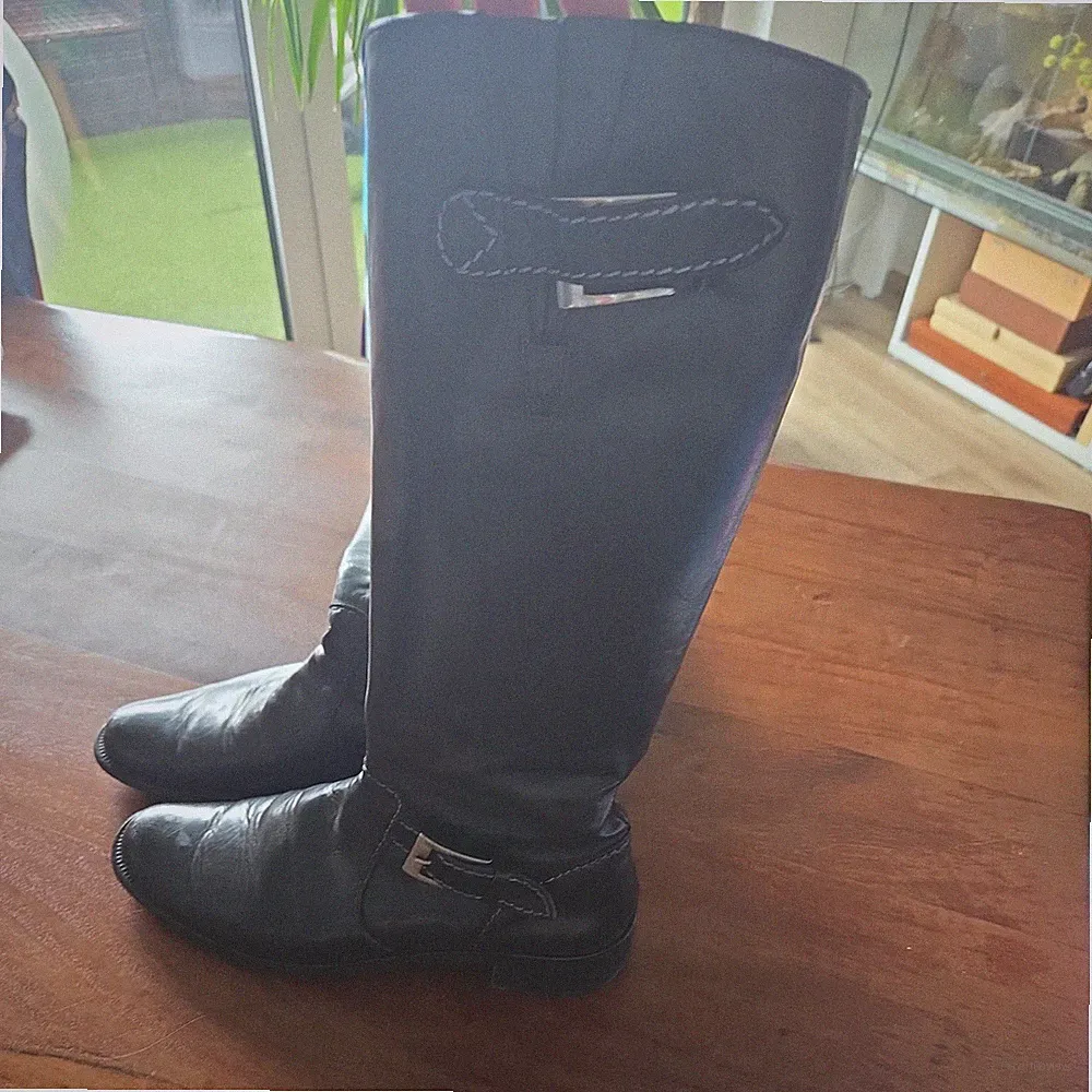 Damen Stiefel Langschaft Schwarz Leder Gr. 37 Paul Green