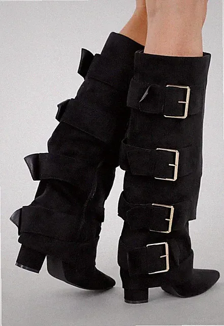 DAMEN STIEFEL MIT REVERS SCHWARZ 7677A1 STIEFEL MODE HERBST WINTER