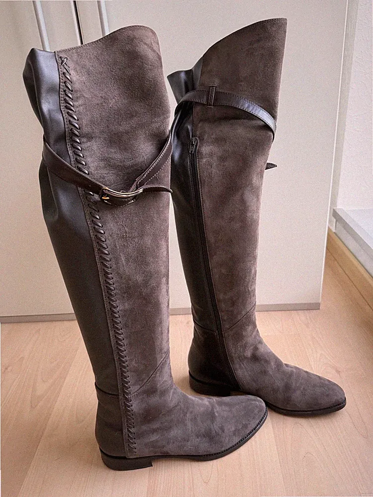 Damen Stiefel Over The Knee, Leder braun, Gr. 39 hervorragender Zustand