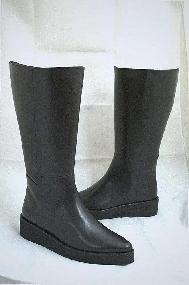 Damen Stiefel PLATFORM SOHLE ULTRALEICHT 100% Echtleder Made in Italy