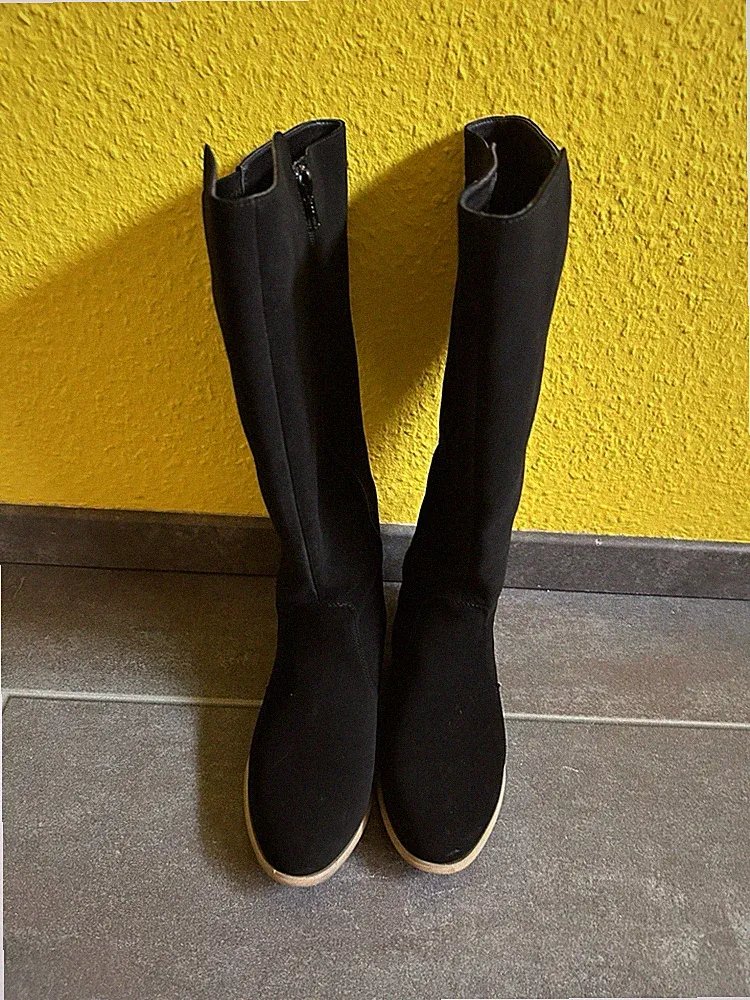 Damen Stiefel Schwarz Gr. 39 Weit
