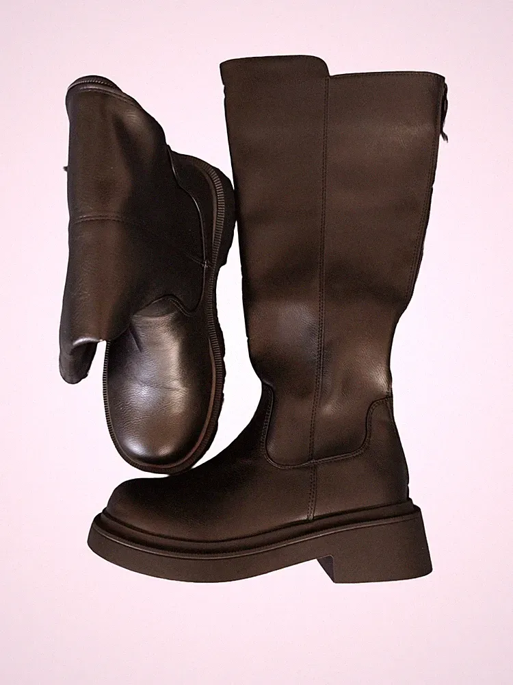 Damen Stiefel Schwarz Gr. 40 Hohe Boots Schuhe Neu mit Reißverscluss