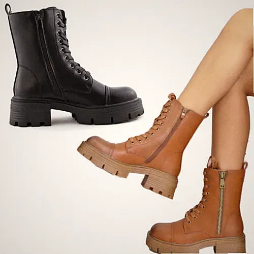 Damen Stiefel Stiefeletten Biker Winter Mit Reißverschlüssen TOOCOOL GR-6646