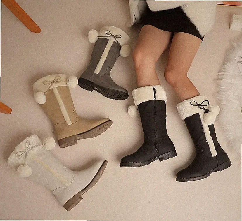 Damen Stiefel warm gefüttert Winter Boots Stiefeletten Bommel NEU BH200