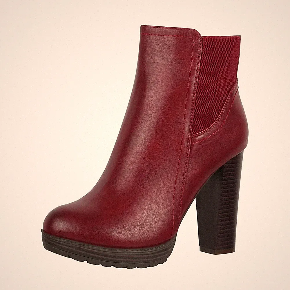 Damen Stiefelette Ankle Boots Chunkyrayan EL500 Bordeaux40