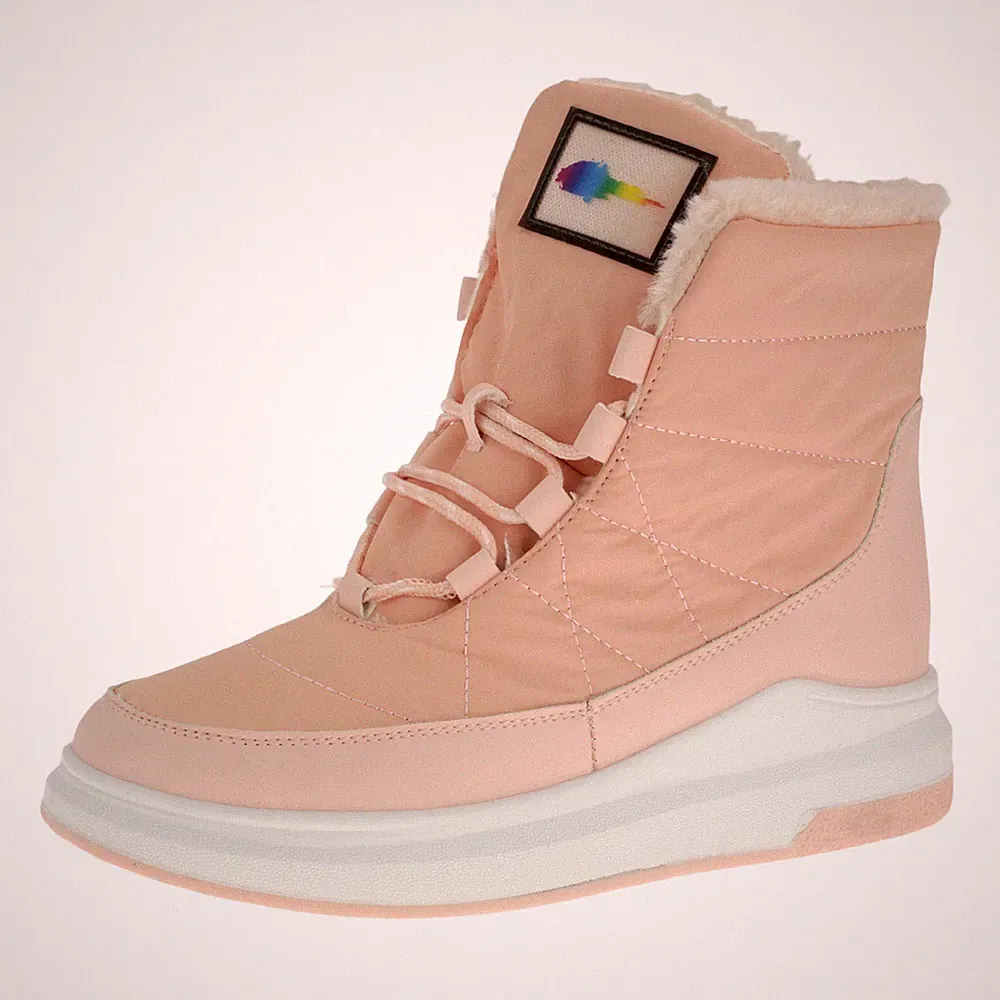 Damen Stiefelette Boots Stiefel Winter Schuhe Warm Gefütterte Booty Rosa