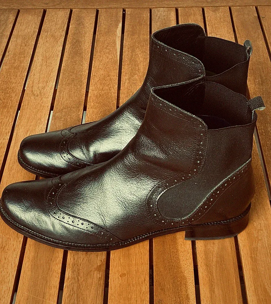 Damen-Stiefelette (Brogue Chelsea) v. ILSE JACOBSEN, Gr. 41, Echtleder, schwarz