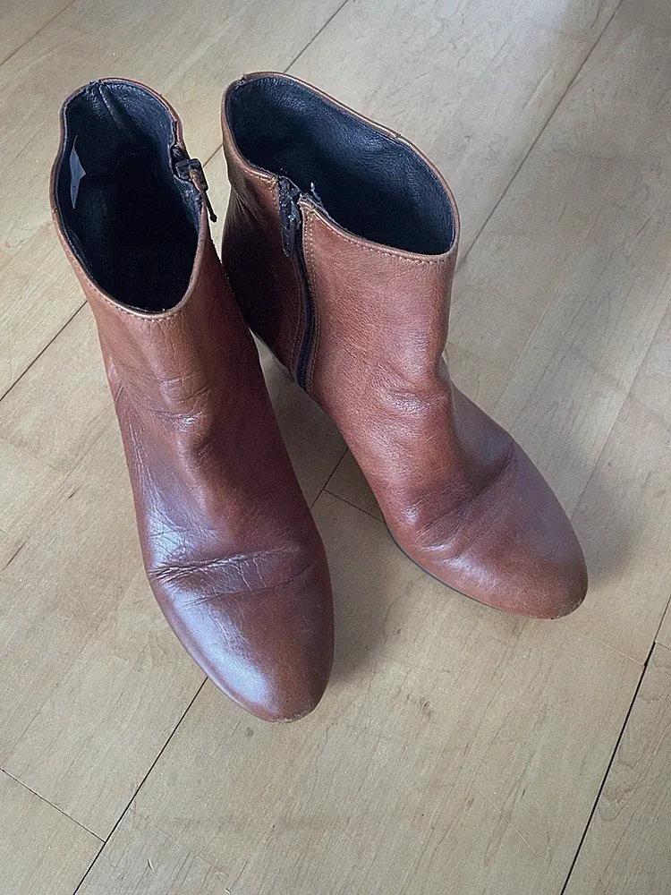 Damen Stiefelette (Piolo) Leder Braun EU 39 Reißverschluss Blockabsatz