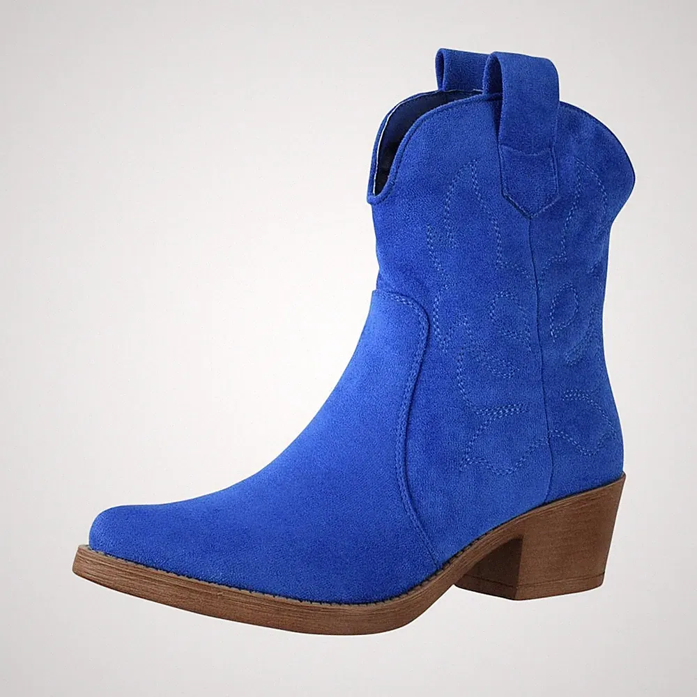 Damen Stiefeletten Cowboy Boots Chunkyrayan 301A31SZ Sapphire Blau Suede39
