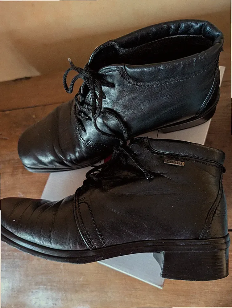 Damen Stiefeletten Gabor Größe 42 8 Schwarz Leder Luftpolster