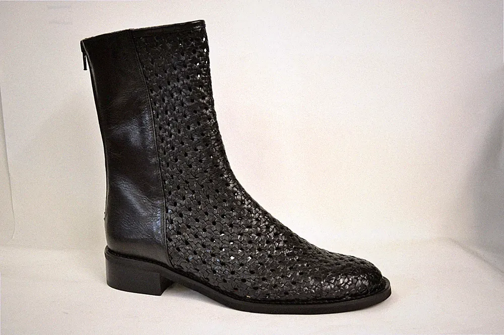 DAMEN STIEFELETTEN GEFLOCHTEN ECHT LEDER GEFLOCHTENE GUMMISOHLE NACH MASS MADE ITALY