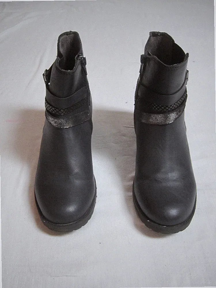 Damen Stiefeletten Gr. 39/39,5 blau footflex Stiefel Gummisohle, Absatz sehr gut