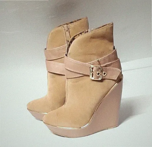 Damen Stiefeletten Keilabsatz Gr. 36 Wilady Kurzstiefel 12 cm Absatz rose