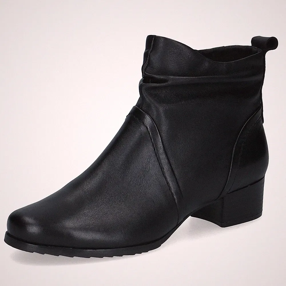 Damen Stiefeletten Nappaleder schwarz breite Pflanze herausnehmbares Fußbett CAPRICE