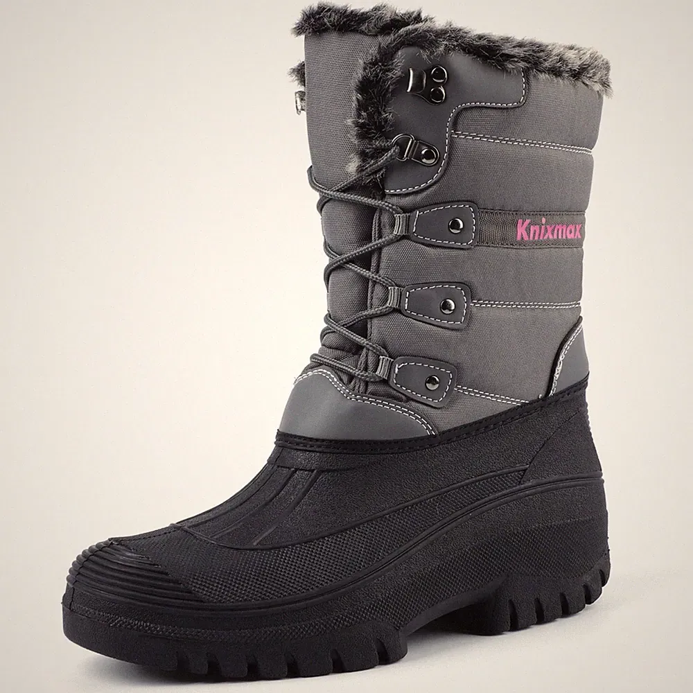 Damen Stiefeletten Schlupfstiefel Warm Gefütterte Winter Boots Outdoor Worker