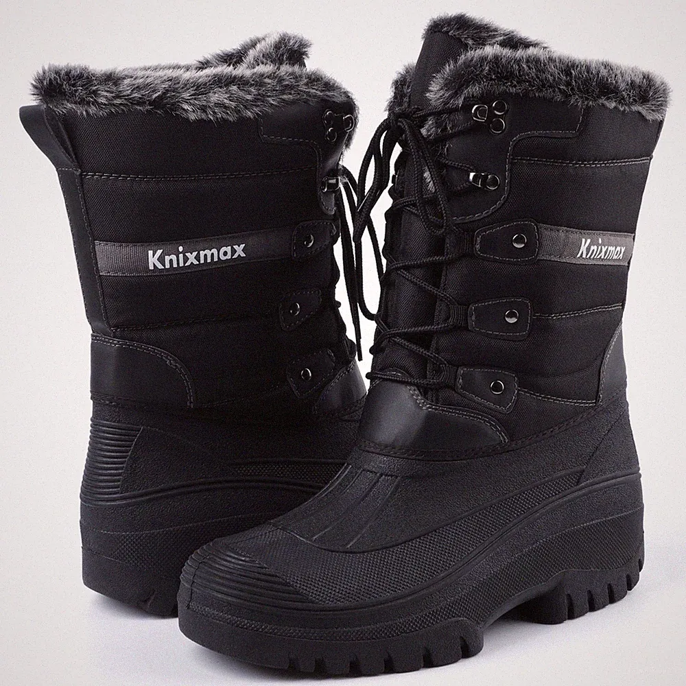 Damen Stiefeletten Schlupfstiefel Warm Gefütterte Winter Boots Outdoor Worker