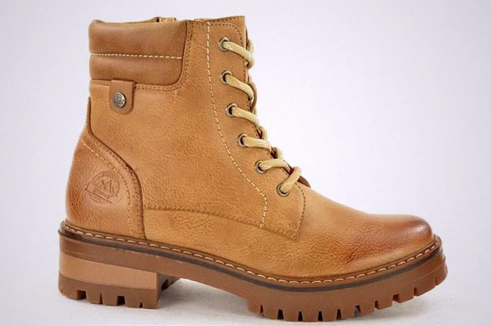 Damen Stiefeletten Schnürung Blockabsatz rutschfeste Sohle Wandern Walking Style Winterstiefel
