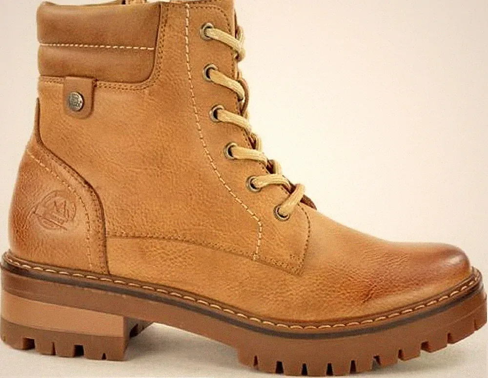 Damen Stiefeletten Schnürung Blockabsatz rutschfeste Sohle Wandern Walking Style Winterstiefel