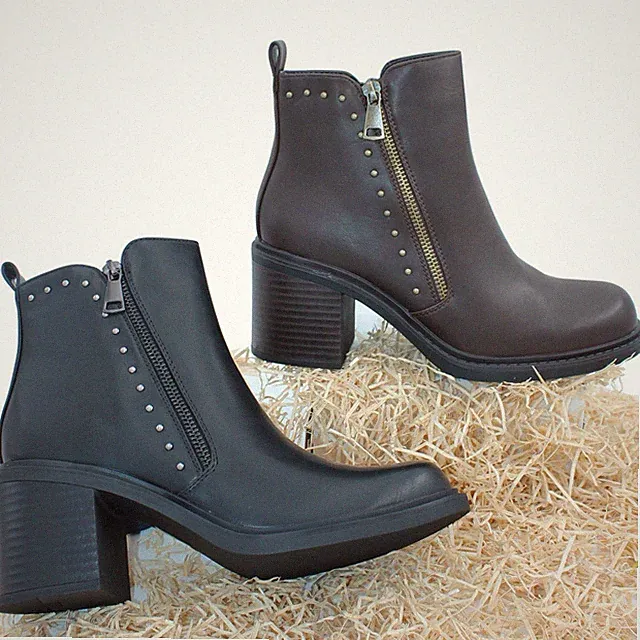 Damen Stiefeletten Stiefel Schuhe Biker Boots Bequem Nieten 1501