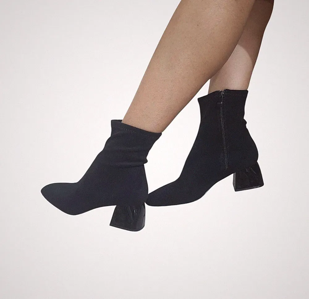 DAMEN STIEFELETTEN STRETCHSTOFF SCHWARZ 637 STIEFELETTEN MITTLERER ABSATZ