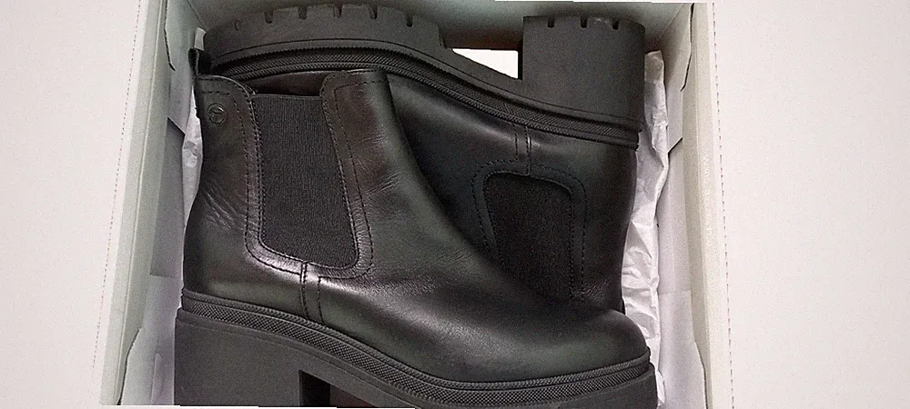 Damen-Stiefeletten Tamaris 41 schwarz, hoher Absatz, Leder, neuwertig-Fehlkauf