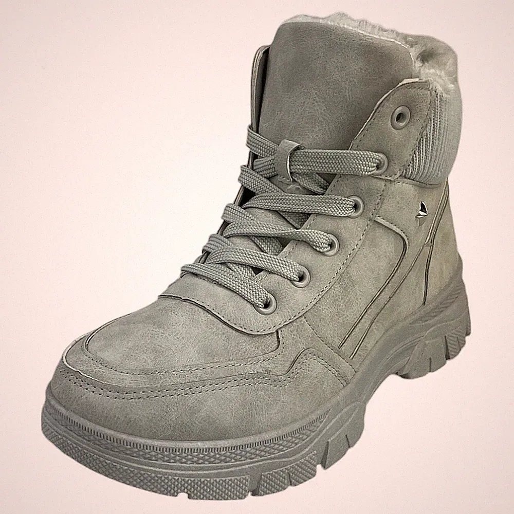 Damen Stiefeletten Winterboots Stiefel Sneaker Gefüttert Winterschuhe Grau 36-41
