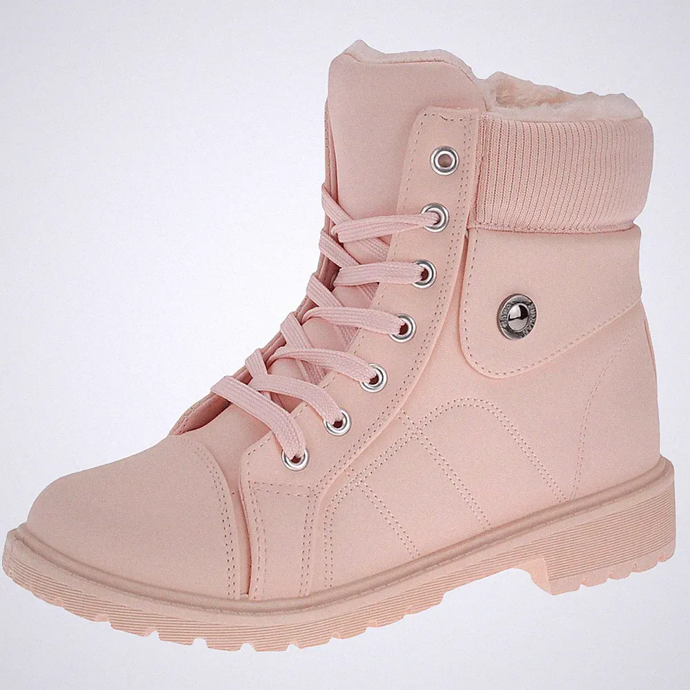 Damen Stiefeletten Worker Boots Stiefel Gefüttert Freizeit Profilsohle 65319