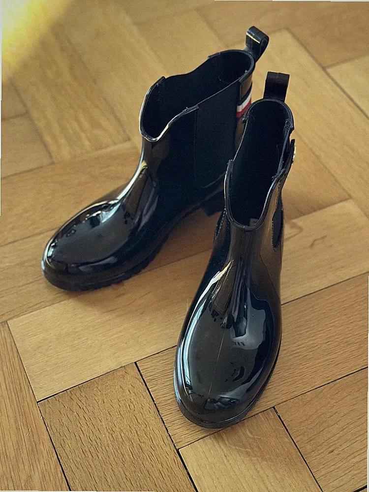 Damen Tommy Hilfiger Gummistiefel, Stiefeletten, 39, OVP, Schwarz