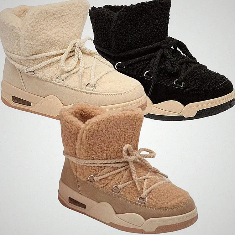 Damen Warmfutter Winterschuhe Schneestiefel Warm Stiefeletten Weich Stiefel