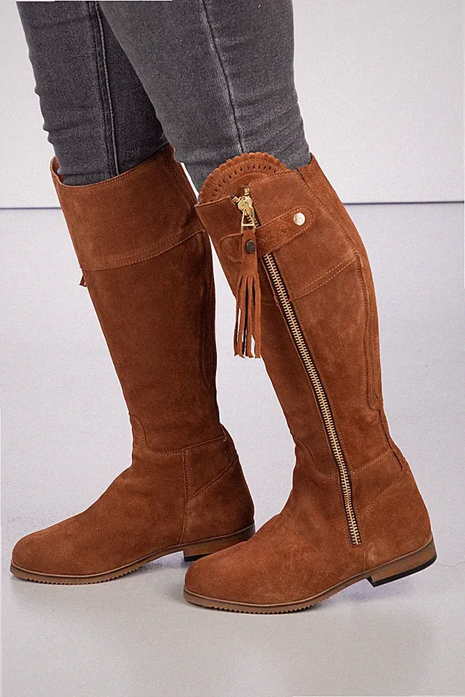 Damen Weite Passform Hohe Wildleder Stiefel Knielang Spanische Stiefel Damen Country Rydale