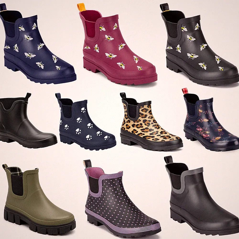 Damen Weite Stiefeletten Gummistiefel Damen Gartenarbeit Doppelzwickel Gummi Festival