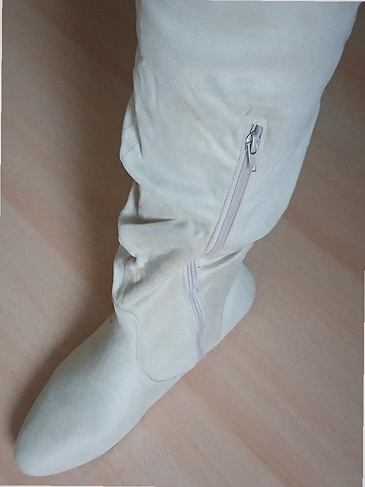 Damen Weitschaftstiefel Größe 43 helles Beige, Natur, bequem und stylisch