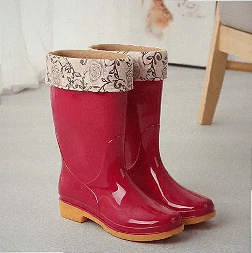 Damen Winter Gummistiefel Regenstiefel Gefüttert Warm Küchenschuhe Wasserdicht