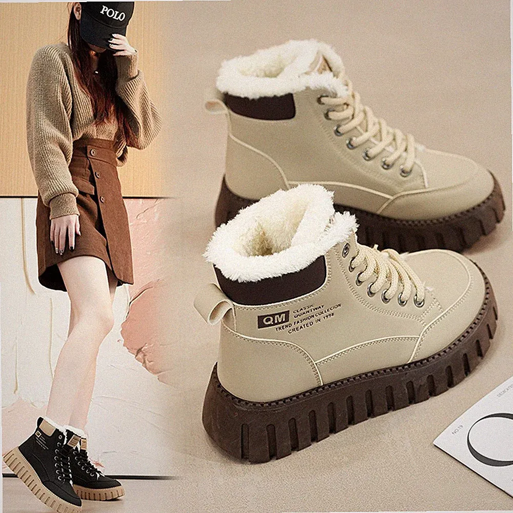 Damen Winter Schneeschuhe Warm Stiefel Flache Boots Stiefeletten Winter Schuhe