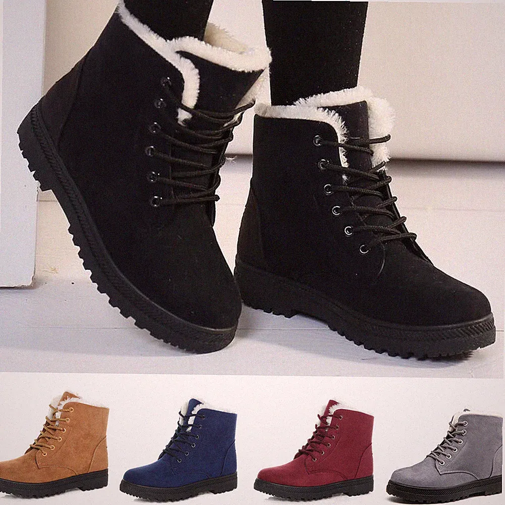 Damen Winter Schneeschuhe Warm Stiefel Winter Stiefeletten Flache Schuhe DE