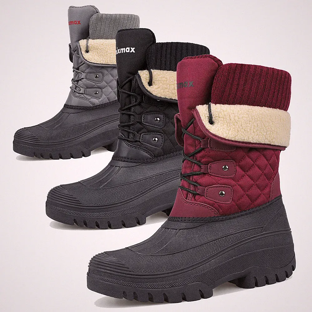 Damen Winter Wasserdicht Schneeschuhe Warm Stiefel Flache Boots Stiefeletten