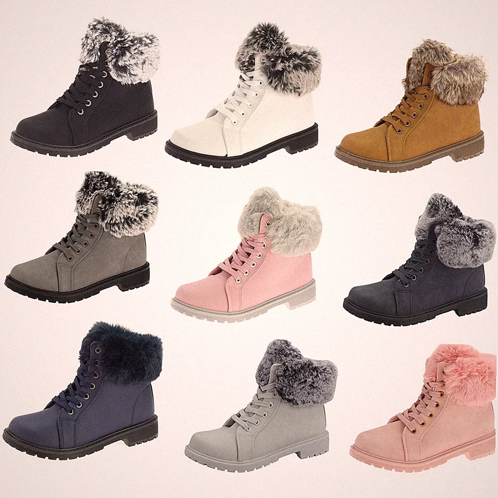 Damen Winterboots Stiefeletten Stiefel Schnür-Booty Winterstiefel Gefüttert