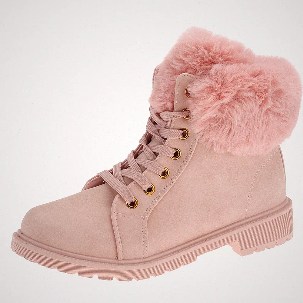 Damen Winterboots Stiefeletten Stiefel Schnür-Booty Winterstiefel Gefüttert