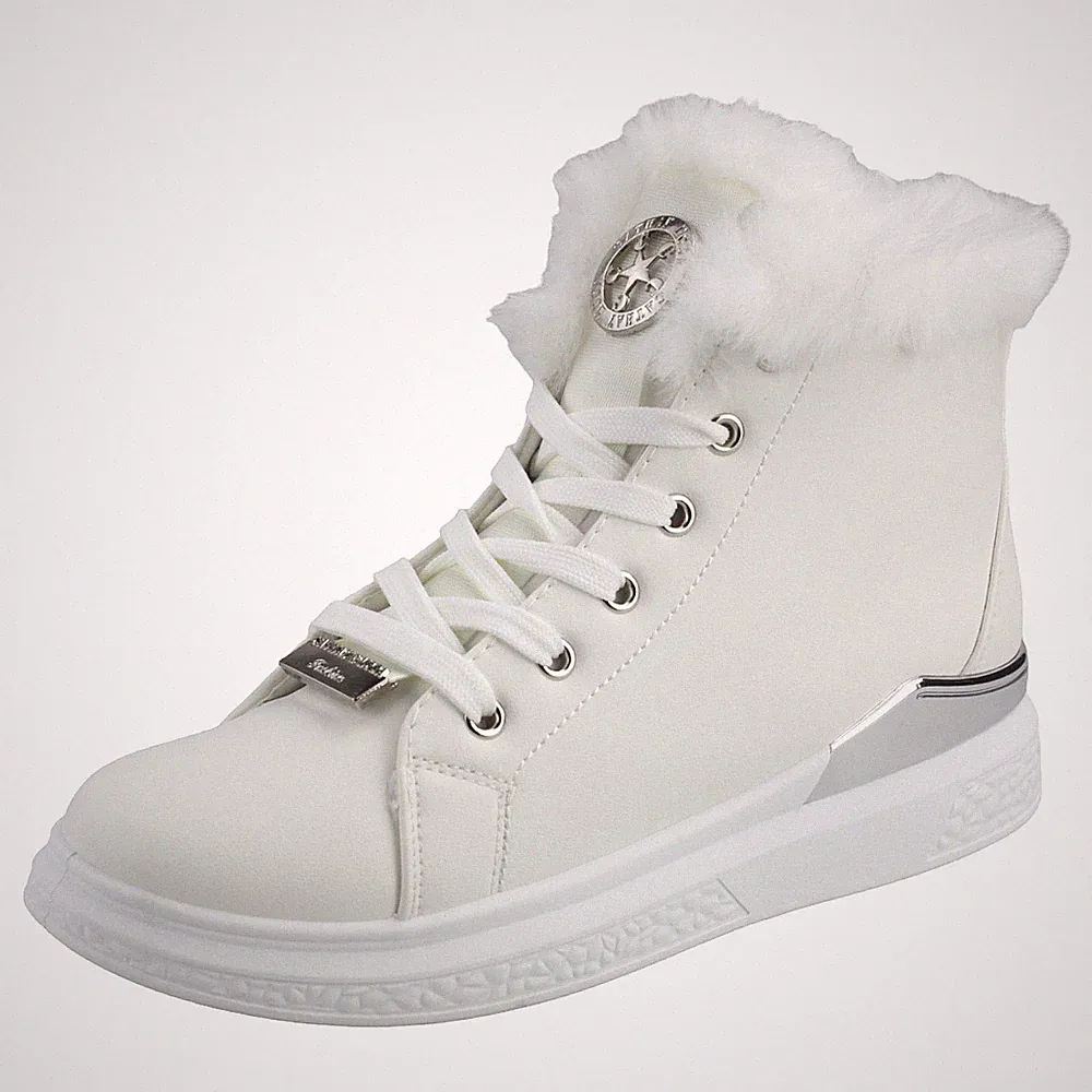 Damen Wintersneaker 38 Winterboots High Gefüttert Freizeitschuhe Boots Weiß 38