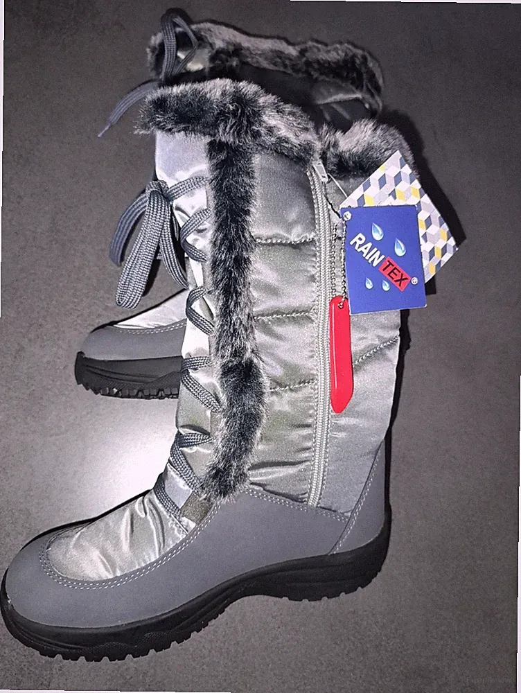 Damen Winterstiefel Boots Warm Gefüttert Grau RainTex Größe 37