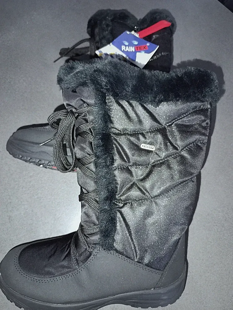 Damen Winterstiefel Boots Warm Gefüttert Schwarz RainTex Größe 37
