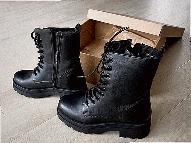 Damen Winterstiefel Echtleder Gefüttert - Größe 37 Schwarz (Neu Mit Etikett)